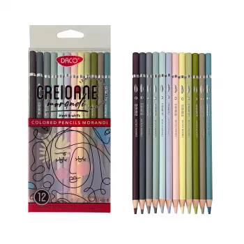Creioane colorate 12 culori pentru hartie neagra Morandii Daco CC412M-1