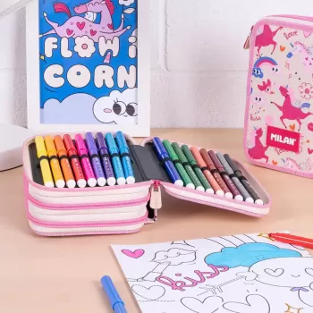 Penar fete echipat, 3 compartimente, unicorni Milan-3