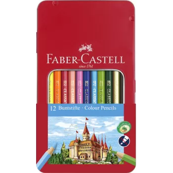 Creioane colorate 12 culori cutie metal-2 Faber-Castell-1