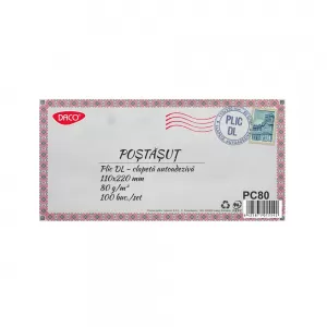Plic DL autoadeziv 11 x 22 cm, set 100 bucati Daco PC80-2-IMG-nav