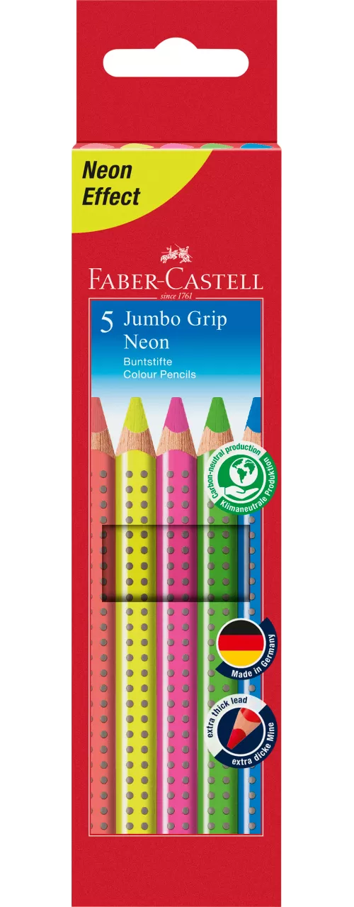 18-Creioane-colorate-5-culori-neon-jumbo-grip-Faber~Castell