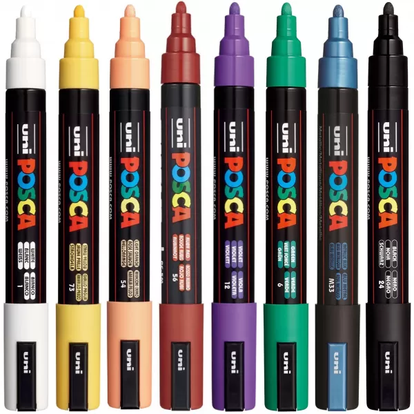 Markere Posca set 8 culori, varf mediu 1.8-2.5 mm, PC-5M-1-IMG-slider