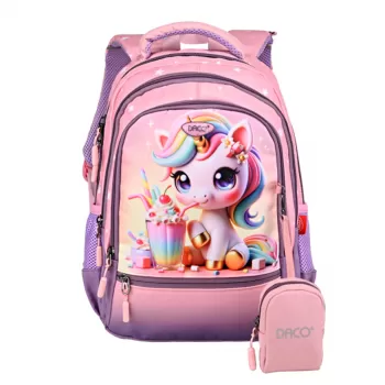 Ghiozdan fete clasa 0, imprimeu unicorn, 38 cm Daco GH3018-1