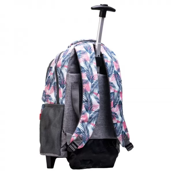 Ghiozdan scolar tip troler fete, gri cu imprimeu pene, 44.5 cm Daco GH4610-2-IMG-slider