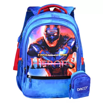 Ghiozdan clasa 0 baieti, albastru, imprimeu Heroes, 38 cm Daco GH3513-1