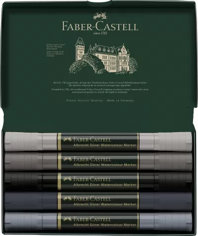 Set 5 markere solubile tonuri de gri a.durer Faber-Castell-img