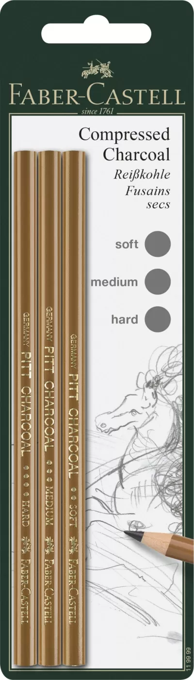 Blister 3 buc creion carbune presat pitt monochrome s,m,h faber-img
