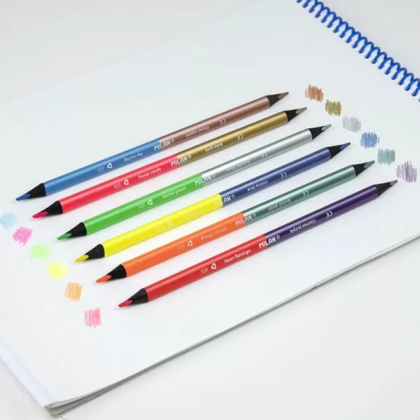 Creion color bicolor, 6 creioane - 12 culori fluo/metalizat Milan-4-IMG-slider