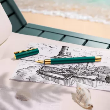 Stilou Faber-Castell Neo slim, verde  forest , penita F-3