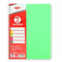 Caiet studentesc cu spira si coperta plastic 5 subiecte, 200 file, hartie 70g/m2 Daco CT5200-6-IMG-slider-mobile