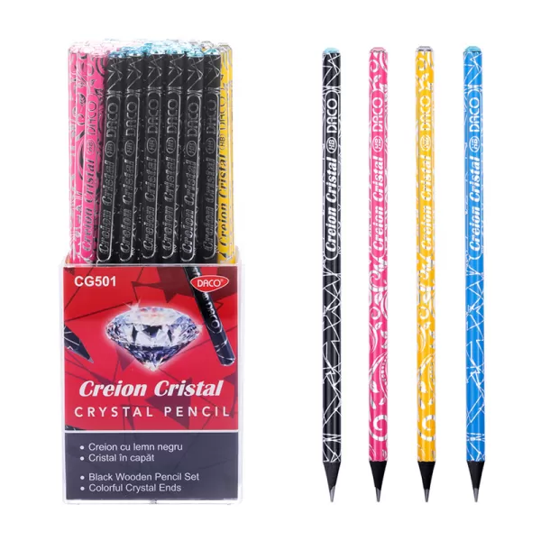 Creion grafit HB, lemn negru CRISTAL Daco CG501-2-IMG-slider