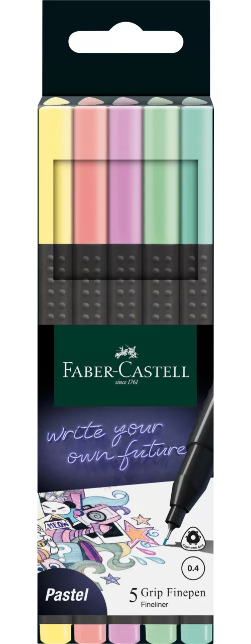 7-Liner-0.4mm-set-5-buc-pastel-grip-Faber~Castell