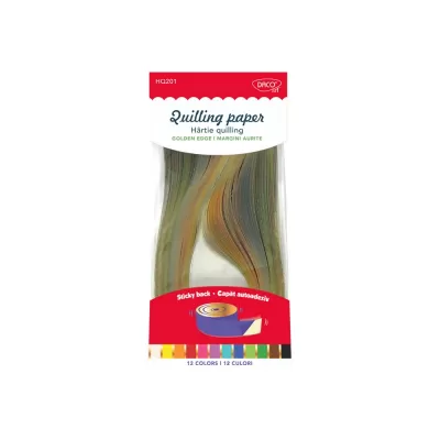 Hartie quilling asortata cu margini aurite 42.5X0.5 cm 200/set DACO HQ201-img