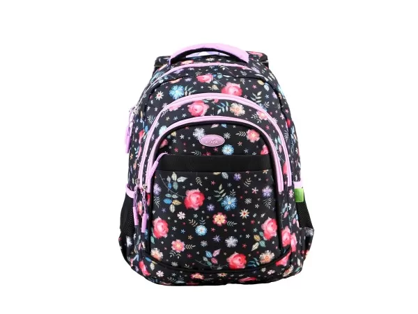 Ghiozdan fete clasele 5-8, negru cu imprimeu floral, 46 cm Ecada 61427-1-IMG-slider
