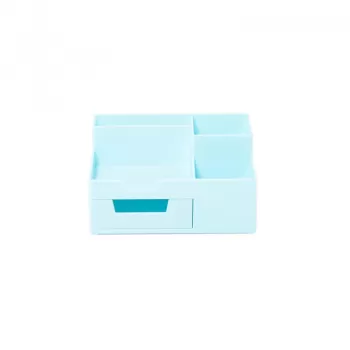 Suport accesorii si pixuri birou, 5 compartimente, turcoaz Ecada-1