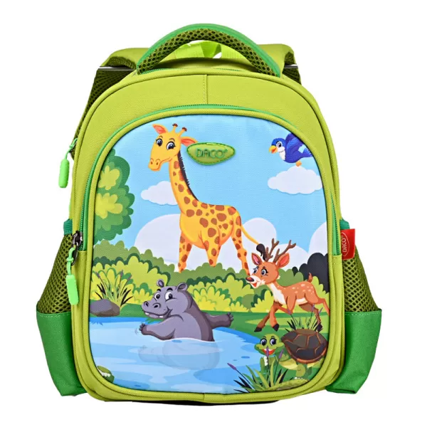 Ghiozdan copii gradinita, verde, imprimeu animale, 30 cm Daco GH256-1-IMG-slider