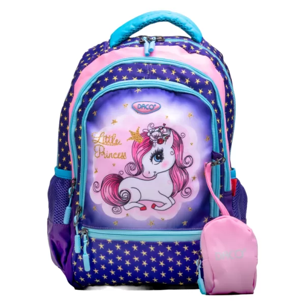 Ghiozdan şcolar fete, imprimeu ponei Little Princess, clasa pregătitoare, 38 cm Daco GH345-1-IMG-slider