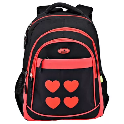 Ghiozdan fete clasele 5-8, negru, imprimeu inimi, 46 cm Ecada 61434-img