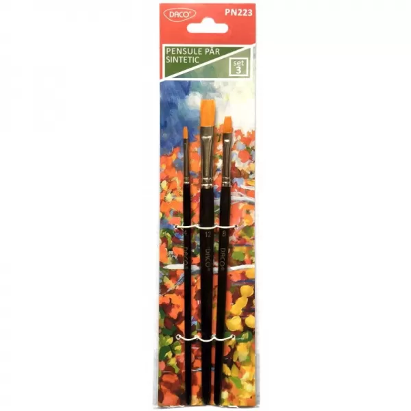Pensule pictura din par sintetic si varf drept, set 3 bucati Daco PN223-1-IMG-slider