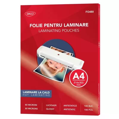 Folii Laminare A4, 80 microni, 100 coli/top Daco-img