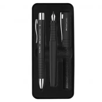 Set pix si stilou Faber-Castell negru Poly-1
