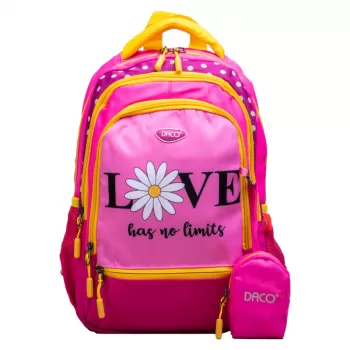 Ghiozdan scolar fete, imprimeu Love has no limits, clasa pregătitoare, 38 cm Daco GH346-1