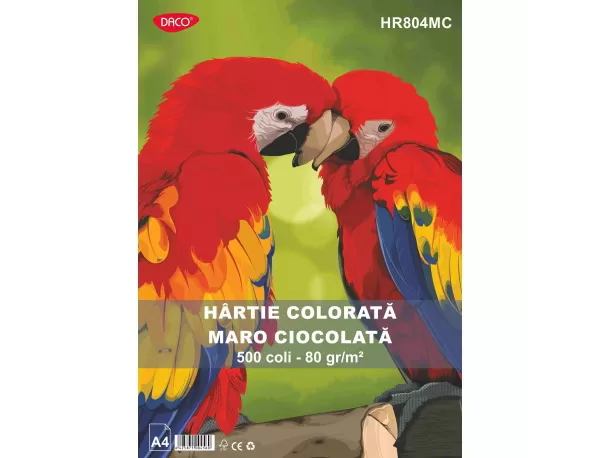 Hartie colorata A4 Maro Ciocolata, 80g/mp, 500 coli Daco HR804MC-1-IMG-slider