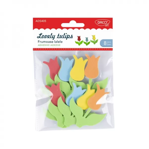 Accesorii craft – lalele din spumă autoadezivă AD405 “Frumoase lalele” DACO-1-IMG-slider