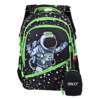 Ghiozdan clasa 0 baieti, negru, imprimeu Astronaut, 38 cm Daco GH3509-1