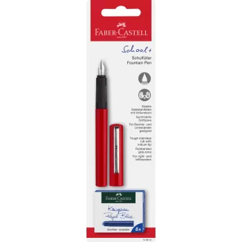 Blister stilou scolar rosu + 6 cartuse Faber-Castell-1