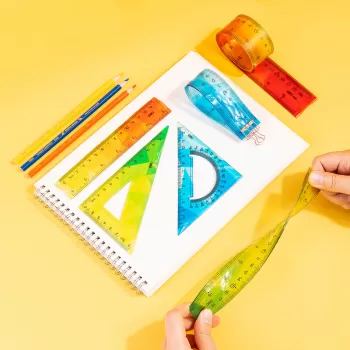 Rigla flexibila 30 cm, multicolora, Deli-3