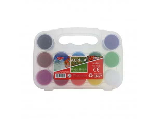Set culori acrilice 12 culori, 20 ml/culoare, Acrilia DACO CU320-1-IMG-slider
