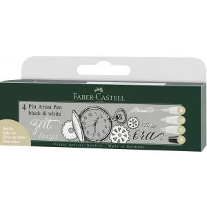 Pitt artist pen soft brush set 4 buc alb+negru Faber-Castell-1-IMG-nav
