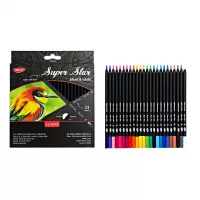 Creioane colorate 24 culori, lemn negru Black & White Daco CC424N-1-IMG-slider-mobile