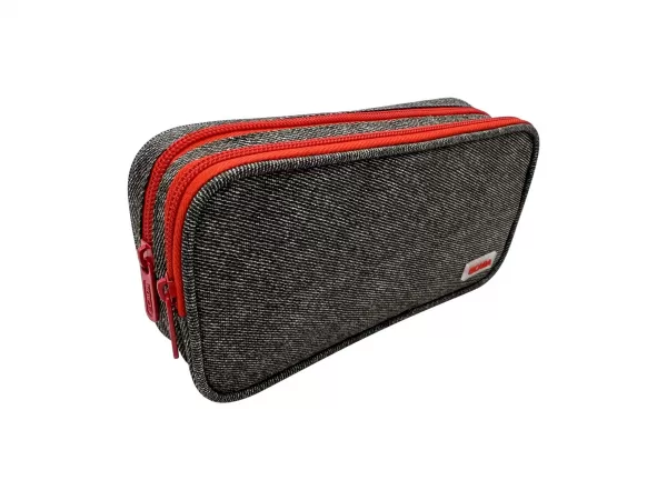 Penar borseta uni gri, 2 fermoare rosii Ecada 796608-1-IMG-slider