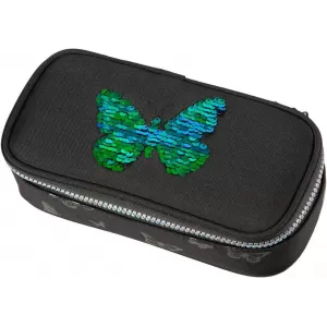 Penar etui cu 1 fermoar, negru, imprimeu fluture paiete, Schneiders-1-IMG-nav