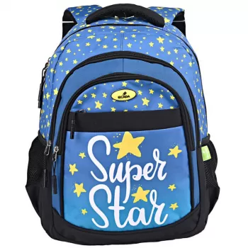 Ghiozdan scoala fete, albastru, Super Star 46 cm Ecada 61438-1
