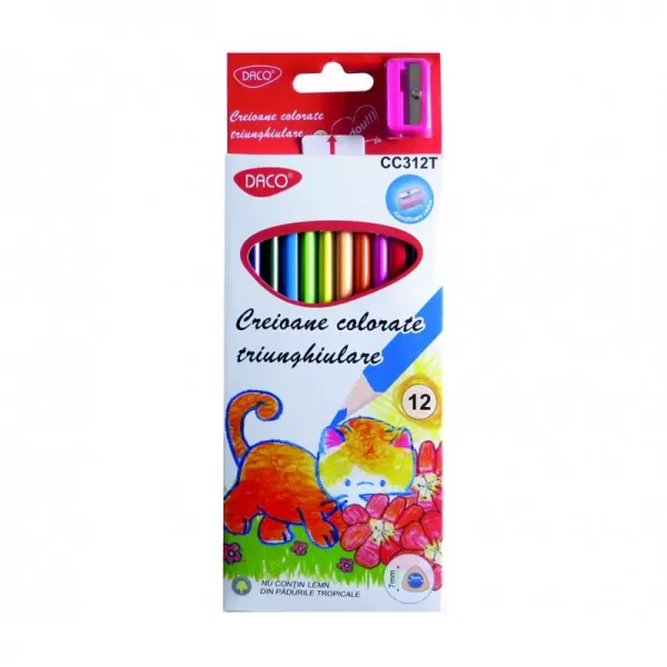 Creioane colorate triunghiulare, 12 culori Daco CC312T-1-IMG-slider