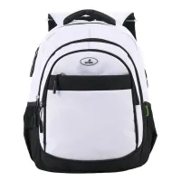Ghiozdan copii alb cu insertii negre, gimnaziu si liceu, 46 cm Ecada 61449-1-IMG-slider-mobile