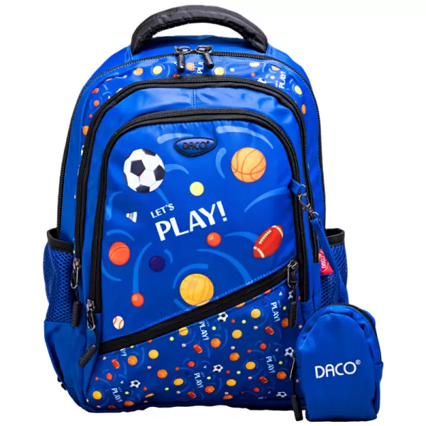 Ghiozdan şcolar băieţi, imprimeu mingi Let’s Play, clasa pregătitoare, 38 cm Daco GH381-1-IMG-slider