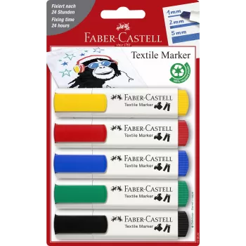 Blister 5 markere pentru textile standard Faber-Castell-1