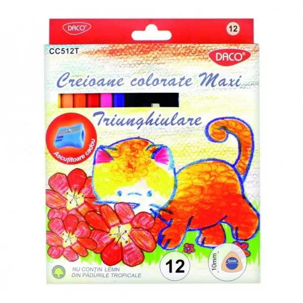 Creioane colorate maxi triunghiulare, 12 culori DACO-1-IMG-slider