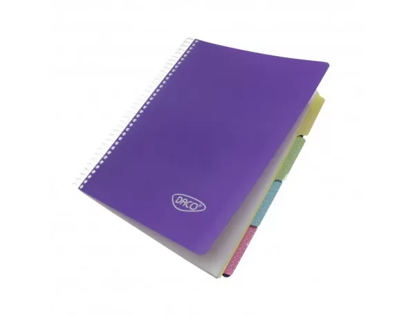Caiet studentesc cu spira si coperta plastic 5 subiecte, 200 file, hartie 70g/m2 Daco CT5200-3-IMG-slider