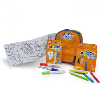 Ghiozdan gradinita portocaliu, echipat pentru desen Carioca-2