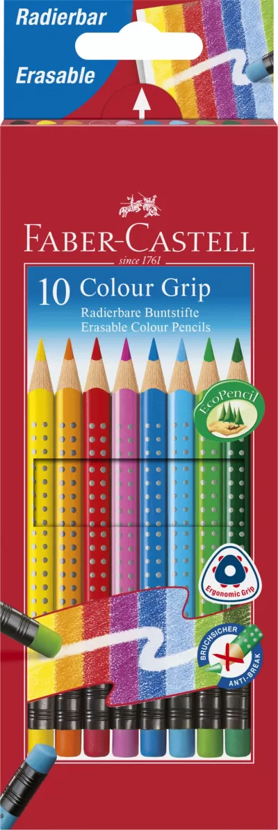 Creioane colorate 10 culori cu guma grip 2001 Faber-Castell-img
