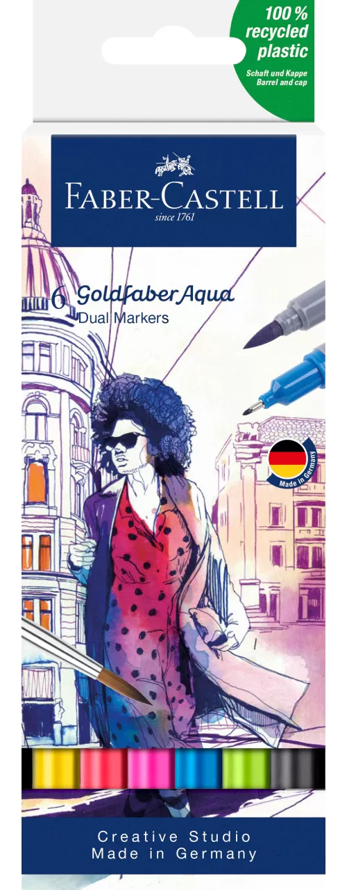 14-Marker-solubil-2-capete-set-6-buc-culori-de-baza-goldfaber-Faber~Castell