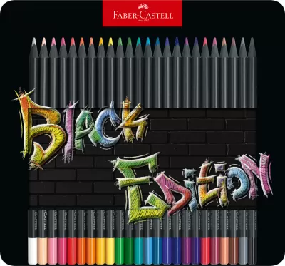 Creioane colorate 24 culori black edition cutie metal Faber-Castell-img