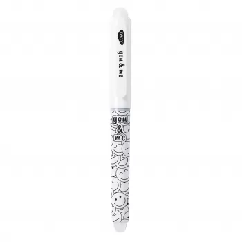 Stilou cu radiera You and Me Daco, alb, imprimeu emoji ST300W-2