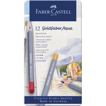 Creioane colorate aquarelle 12 culori goldfaber cut. Metal faber-1