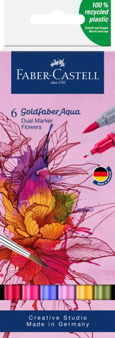 Marker solubil 2 capete set 6 buc flori goldfaber Faber-Castell-img